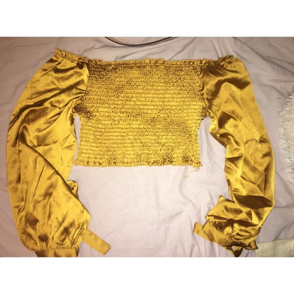 yellow satin crop top